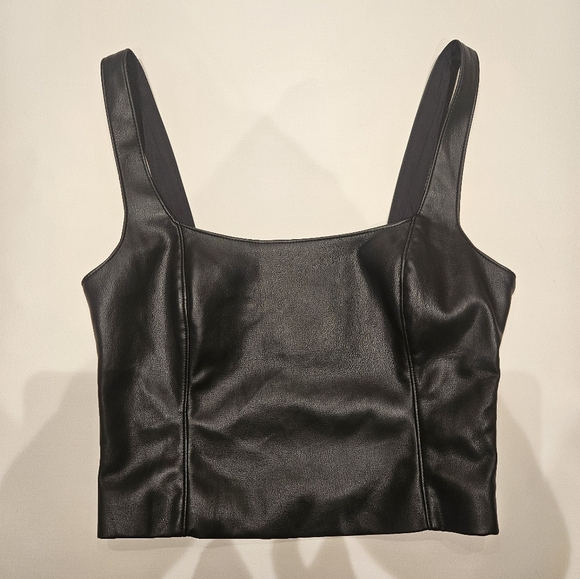 Abercrombie & Fitch Tops - Abercrombie & Fitch Leather Crop top Small, Black